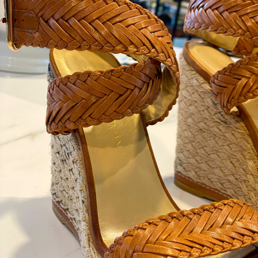 Stuart Weitzman leather wedge sandal size 9.5